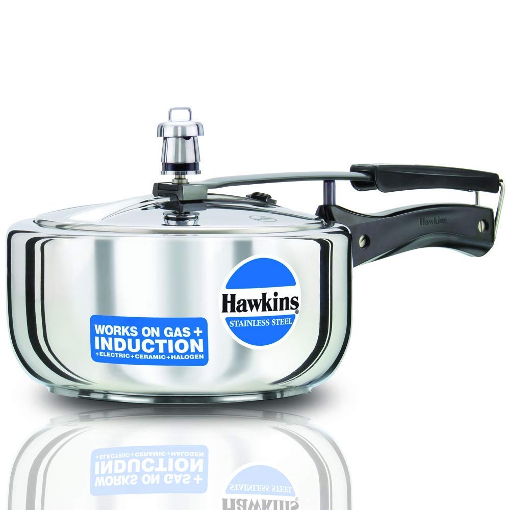 Hawkins Stainless Steel Induction Compatible Inner Lid Pressure Cooker, 3 Litres Wide - HSS3W