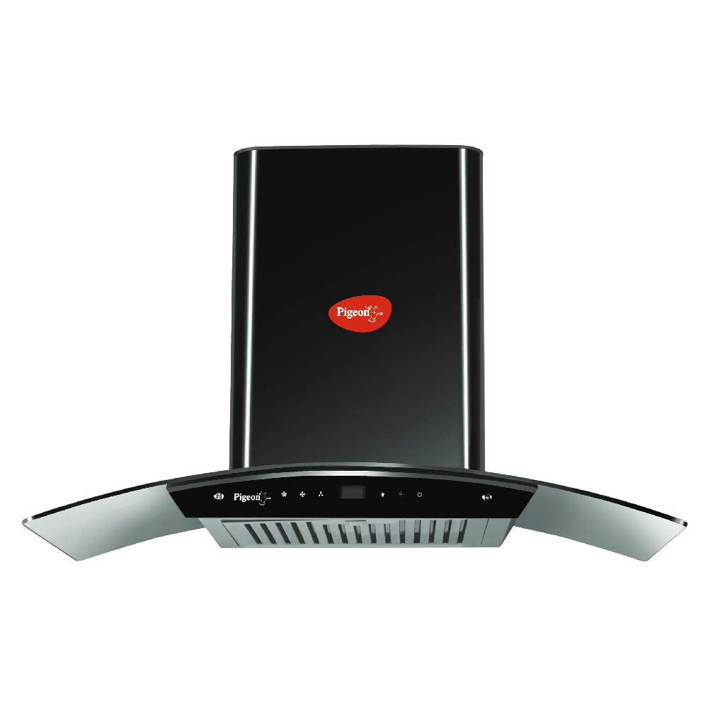 Pigeon Black Pearl Advanced 90 cm with Airflow 1500 m3h Baffle Filter Auto Clean Chimney (Feather Touch Controls, Black) - 14122