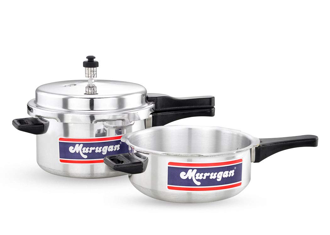 Murugan Aluminium Induction Pressure Cooker 5 Litres & Small Pressure Pan 4 Litres With Single Lid Combo