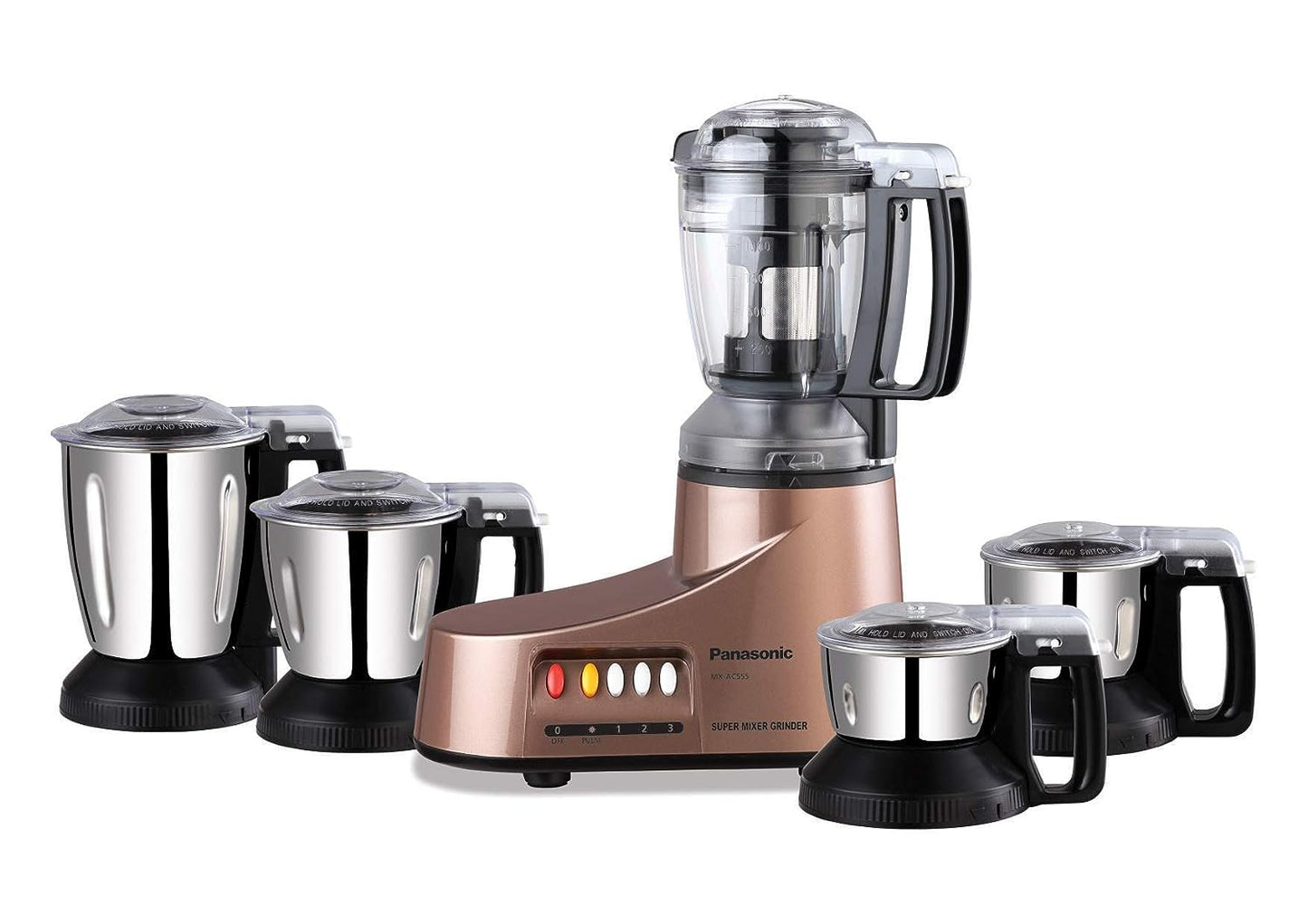 Panasonic MX-AC 560 Super Juicer Mixer Grinder, 550 Watts, 5 Jars - Metallic Bronze