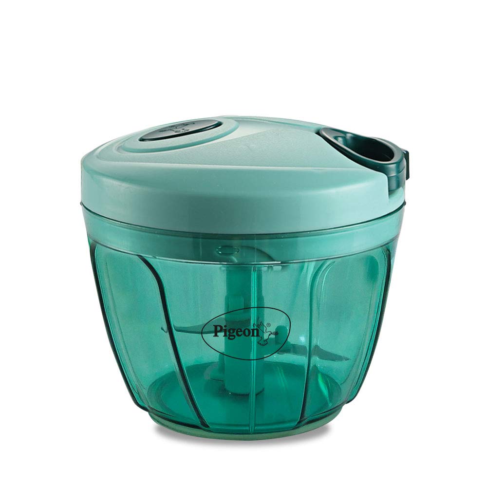 Pigeon Polypropylene Large Handy and Compact Chopper with 3 Blades for Effortlessly Chopping Vegetables and Fruits for Your Kitchen (Green, 650 ml) - 14298