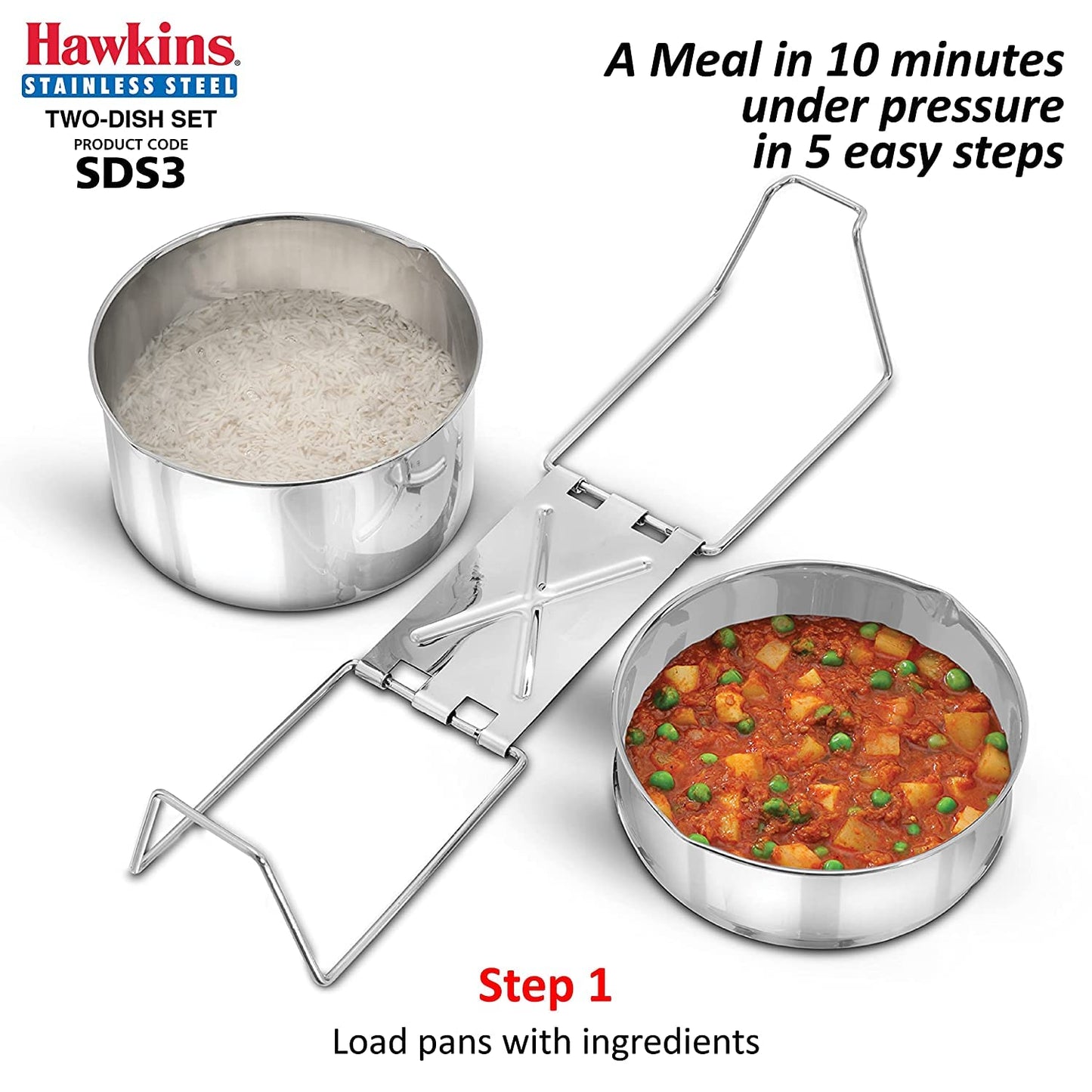 Hawkins Stainless Steel Two-Dish Set | Cooker Separator - SDS 3
