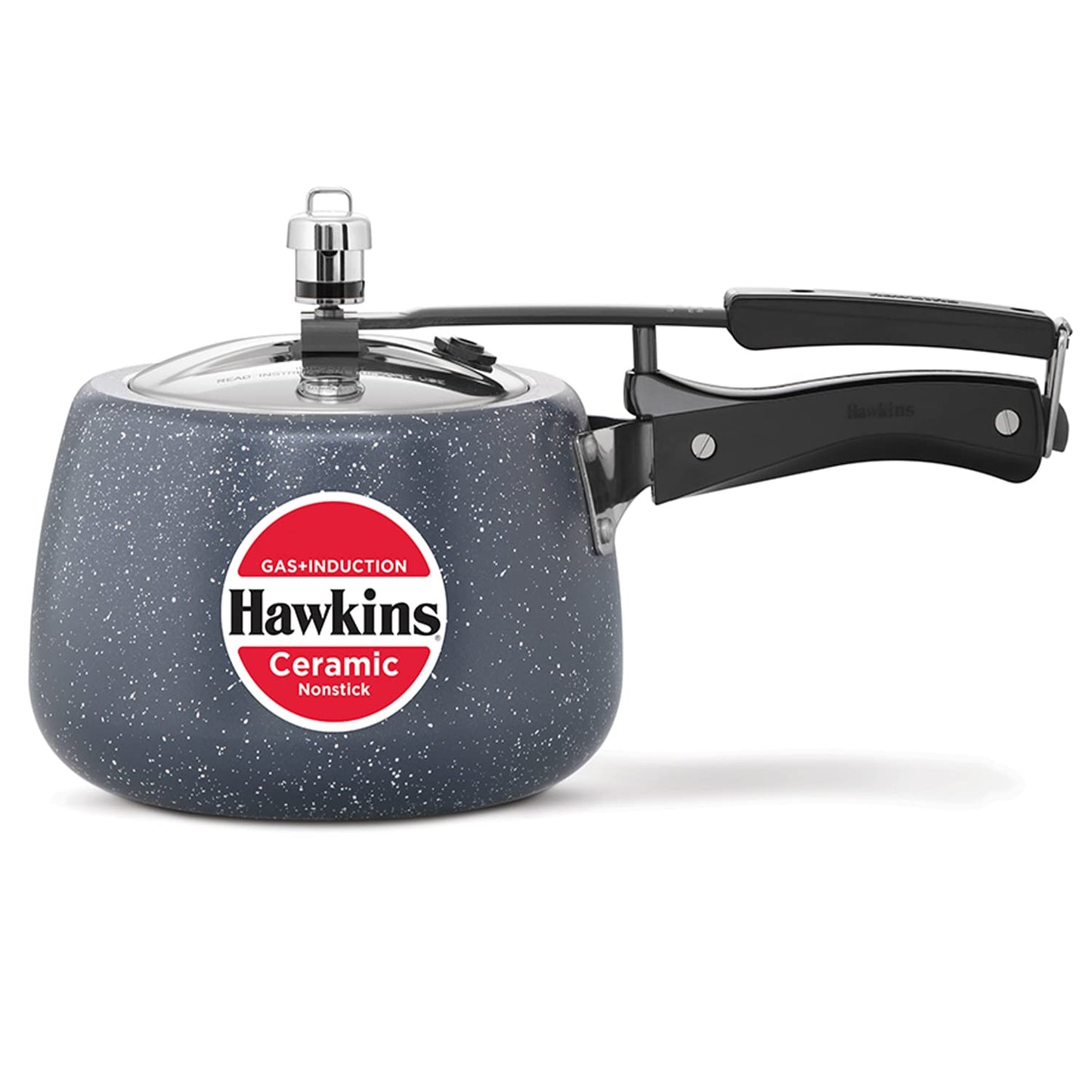 Hawkins Ceramic Nonstick 3 Litres Pressure Cooker, Induction Base Inner Lid Cooker, Granite Contura shaped Cooker - ICC30
