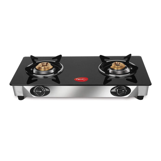 Pigeon Ayush 2 Burner Glasstop Gas Stove, Manual Ignition - 14401