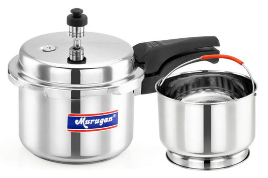 Murugan 3 Litres Aluminium Pressure Cooker With Stainless Steel Strainer Combo