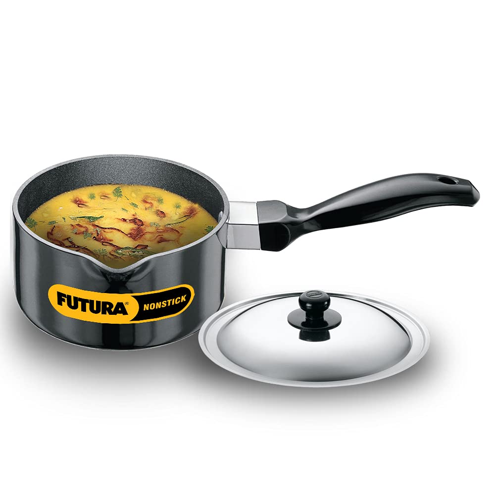 Hawkins Futura Non-stick Sauce Pan With Stainless Steel Lid 1 Litres | 14cm, 3.25mm- NS 10S
