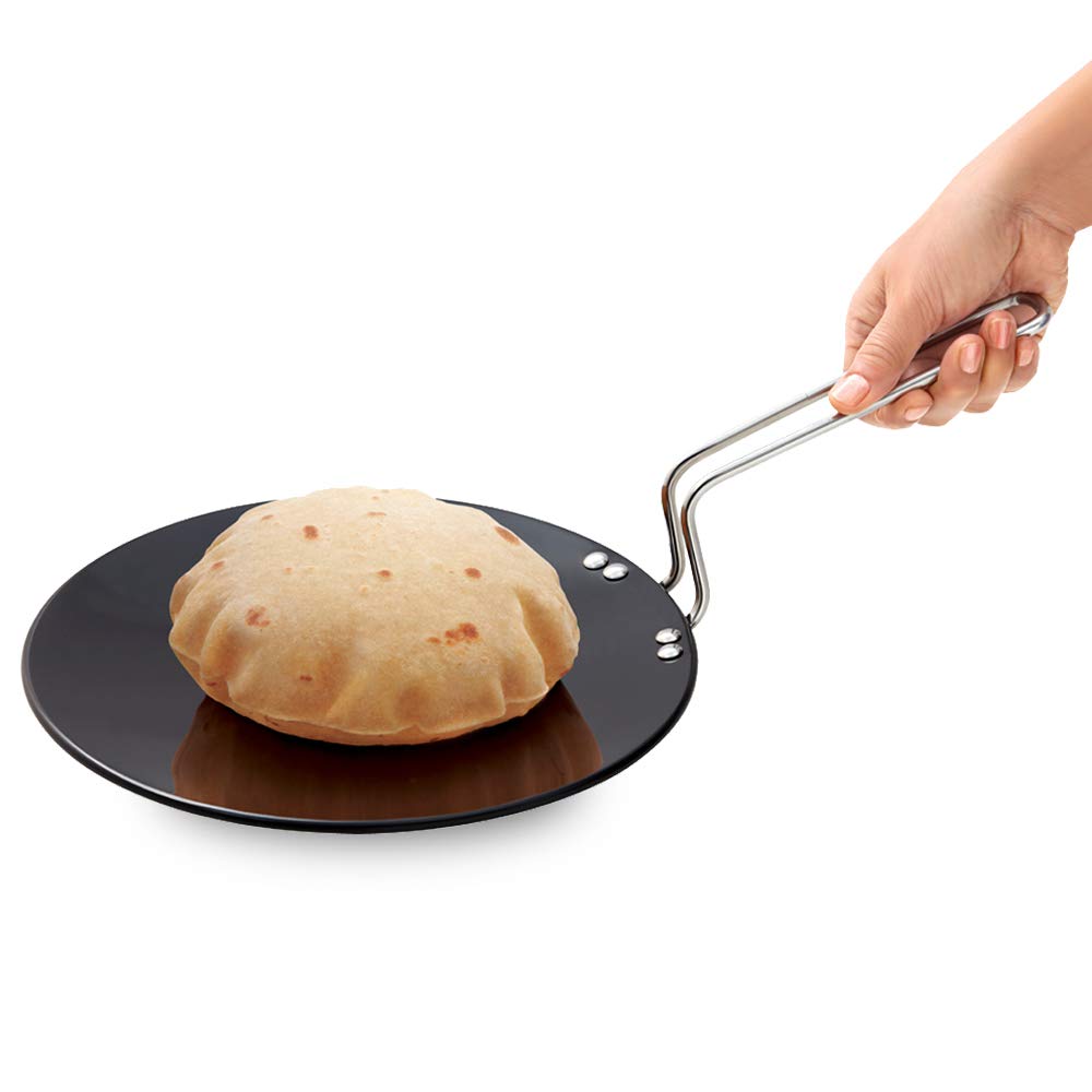 Futura Hard Anodised Flat Tava 22cm 4.06mm Roti/Chapati Tawa By Hawkins