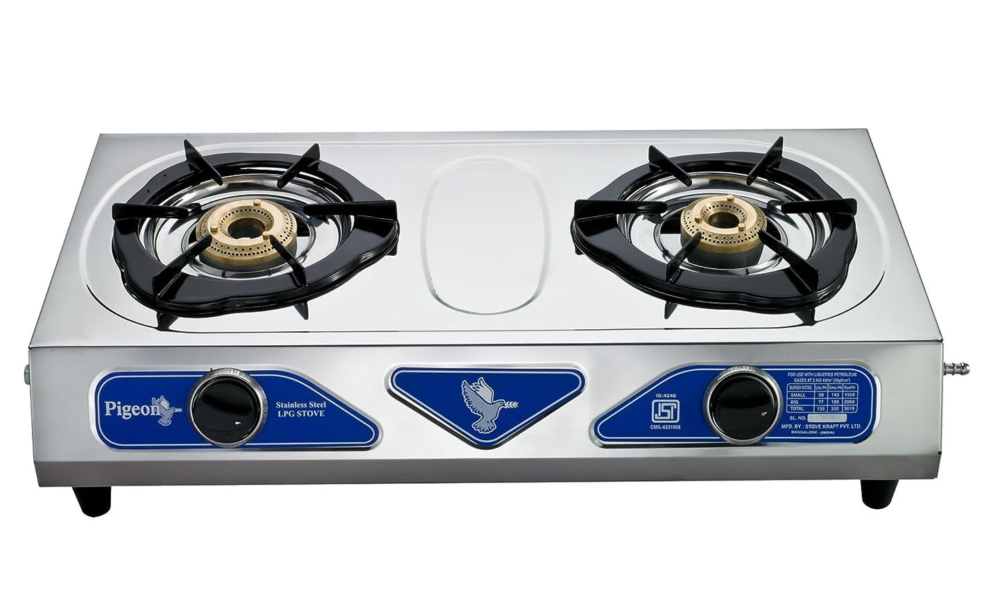 Pigeon Duo Stainless Steel 2 Burner Manual Ignition Gas Stove