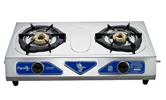 Pigeon Duo Stainless Steel 2 Burner Manual Ignition Gas Stove