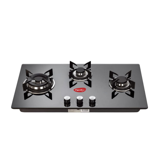 Pigeon Ornate Italian 3 Burner Hob, Multi Spark Integrated Auto Ignition, Scratch Resistant 8 mm Thick Toughened Glasstop Gas Stove -14117