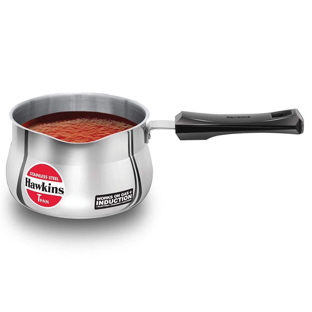 Hawkins 1.5 Litres Tpan, Stainless Steel Tea Pan, Induction Base Sauce Pan, Chai Pan, Small Pan - SST15