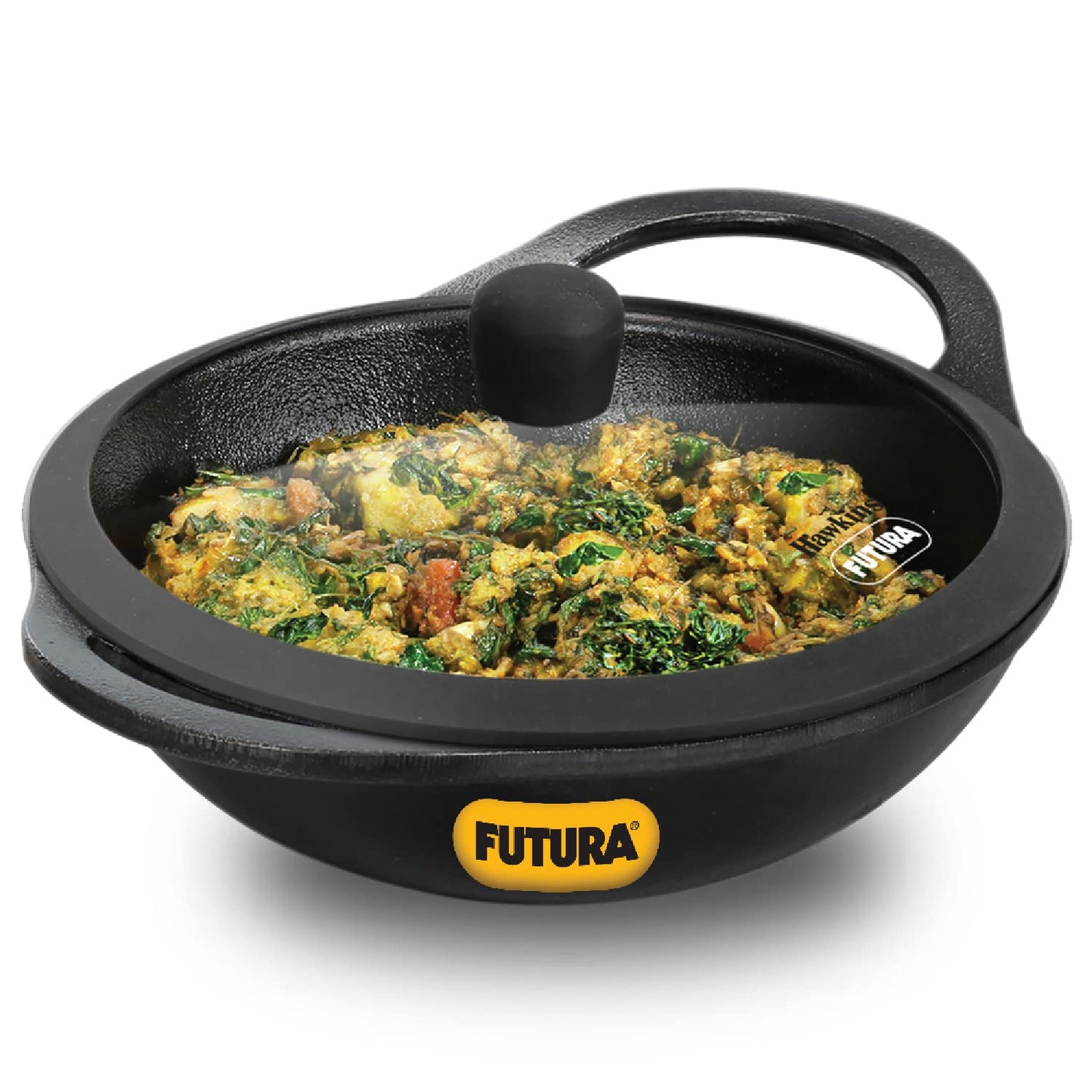 Hawkins Futura Cast Iron Kadhai With Lid 2 Litres | 24cms - CIK 20