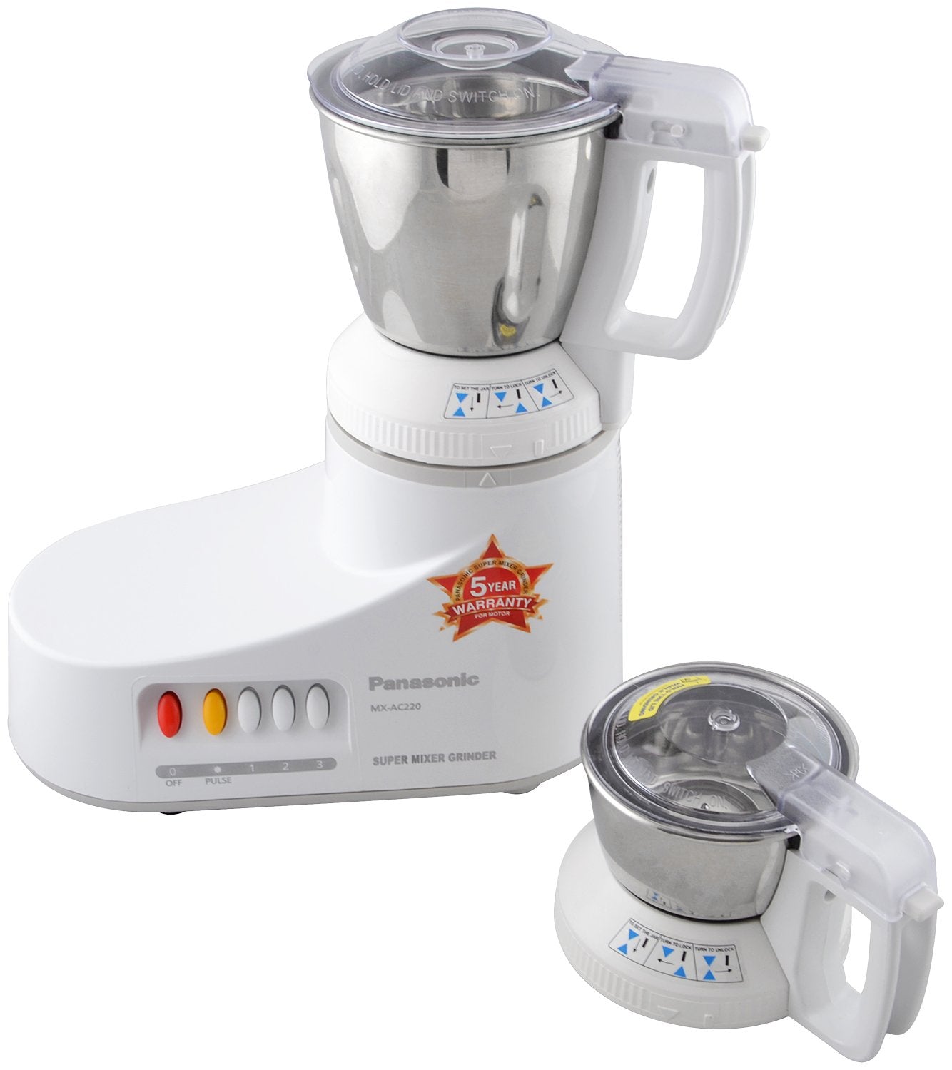 Panasonic MX-AC 220 Super Mixer Grinder, 550 Watts, 2 Jars