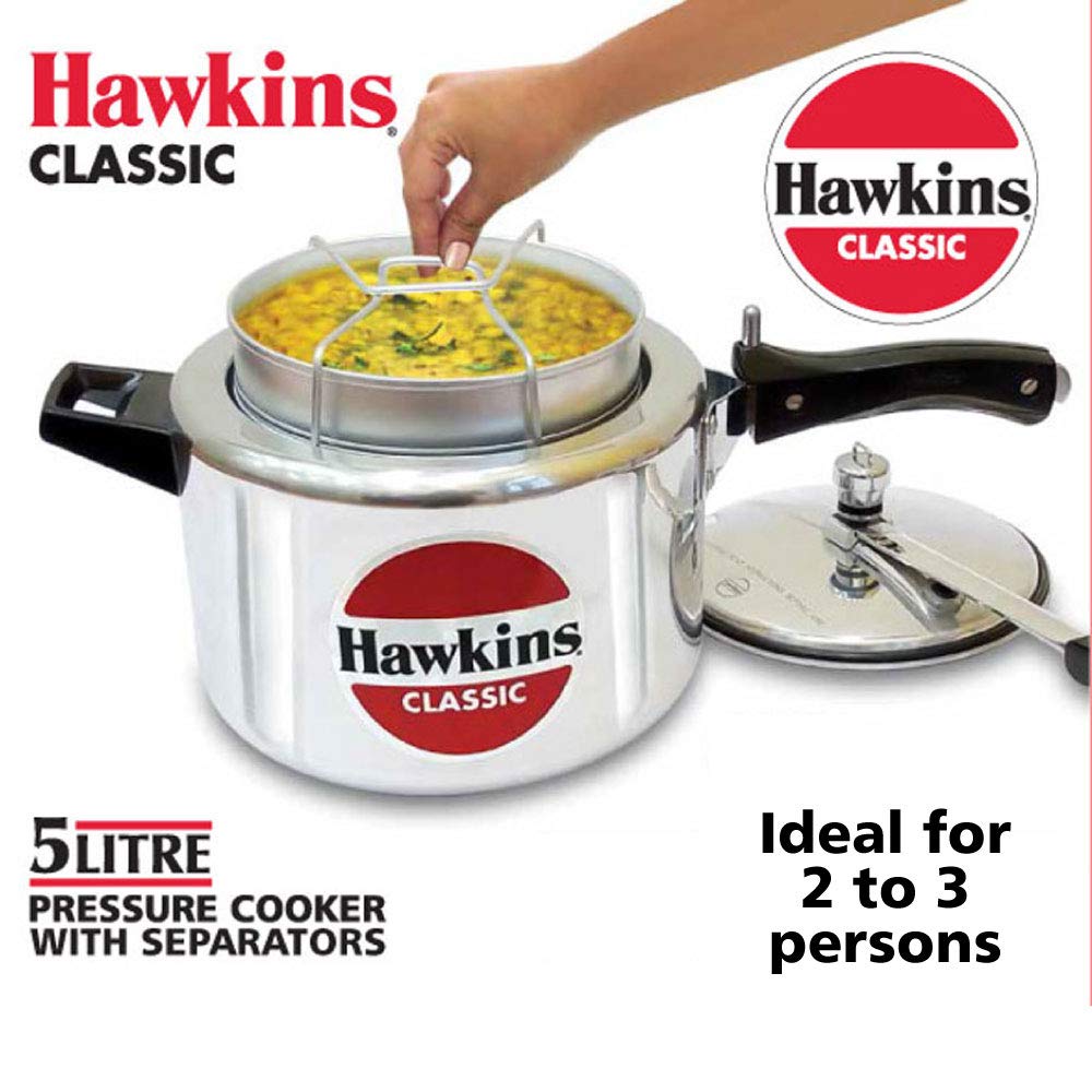 Hawkins Classic 5 Litres Inner Lid Pressure Cooker with Aluminium Separators - CL51