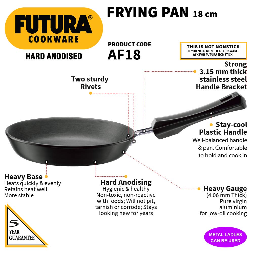 Hawkins Futura Hard Anodised Fry Pan 18 cms | 4.06mm - AF 18