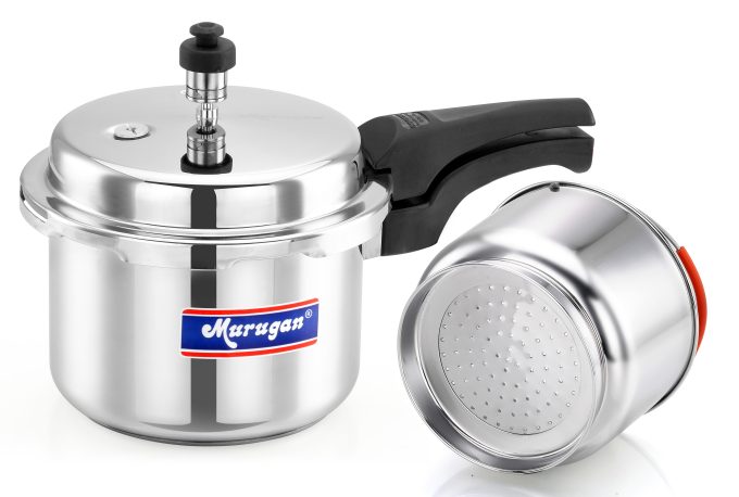 Murugan 3 Litres Aluminium Pressure Cooker With Stainless Steel Strainer Combo