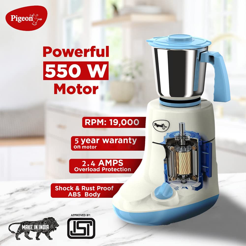 Pigeon Glory 3 Jars 550 Watts Mixer Grinder - 14430