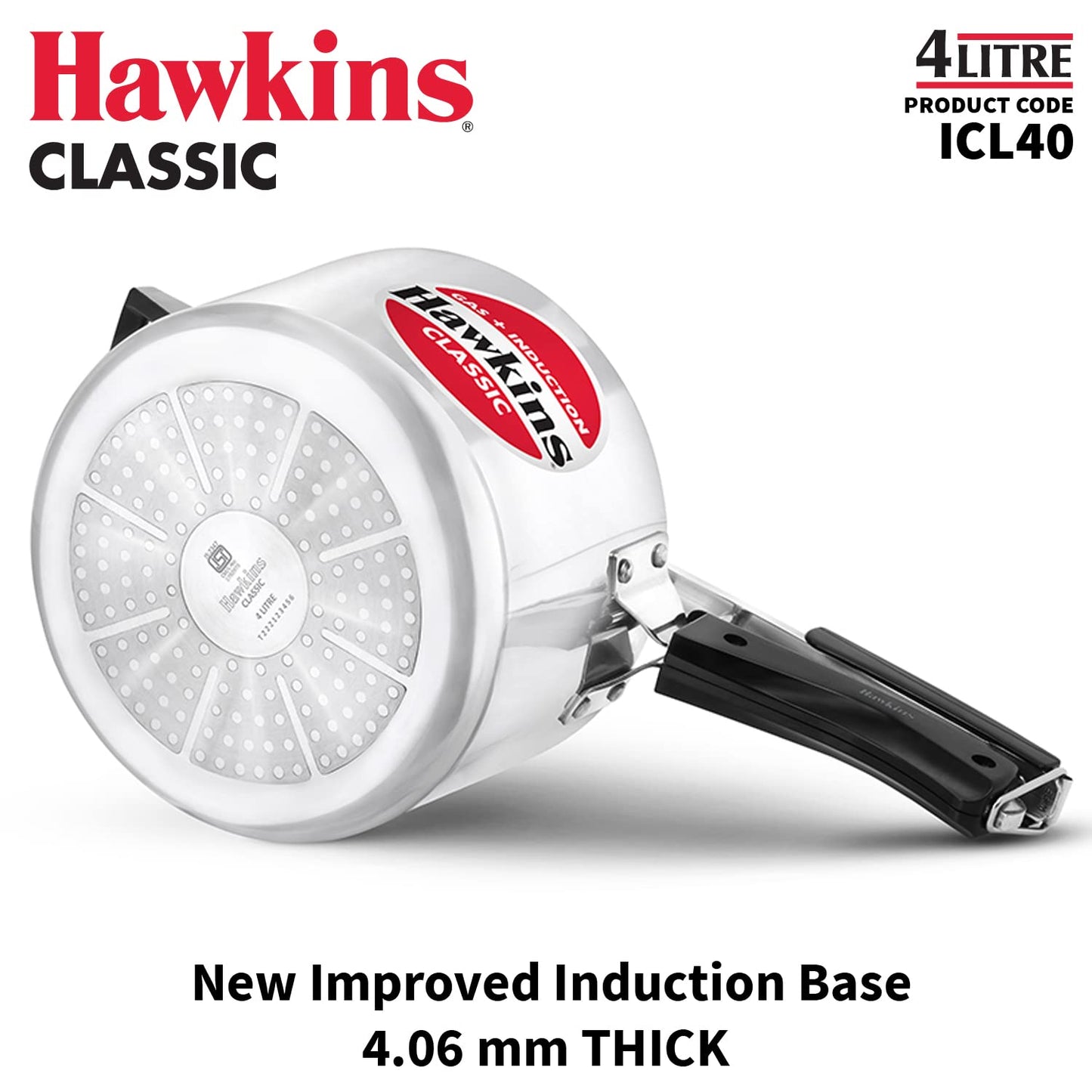 Hawkins Classic 4 Litres Tall Induction Base Aluminium Inner Lid Pressure Cooker - ICL40