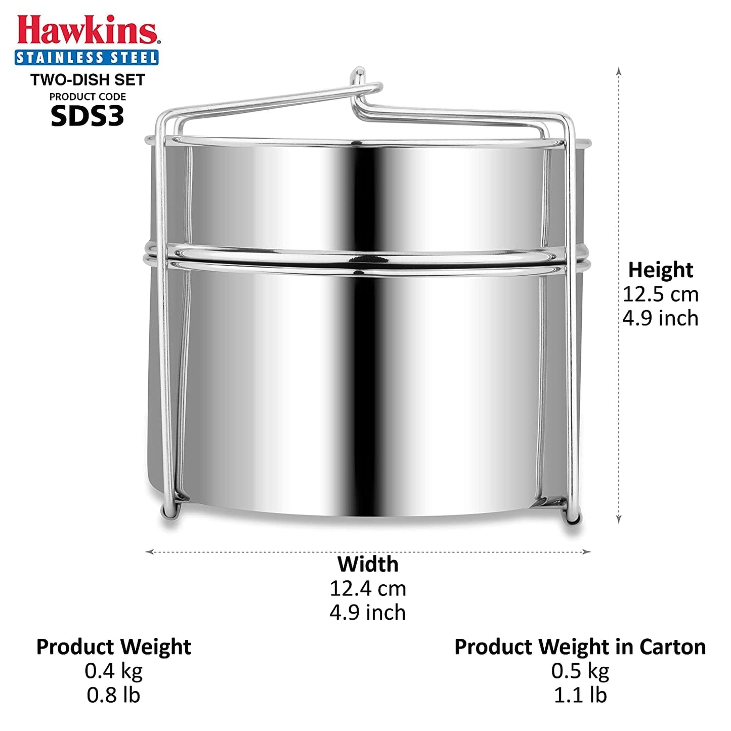 Hawkins Stainless Steel Two-Dish Set | Cooker Separator - SDS 3