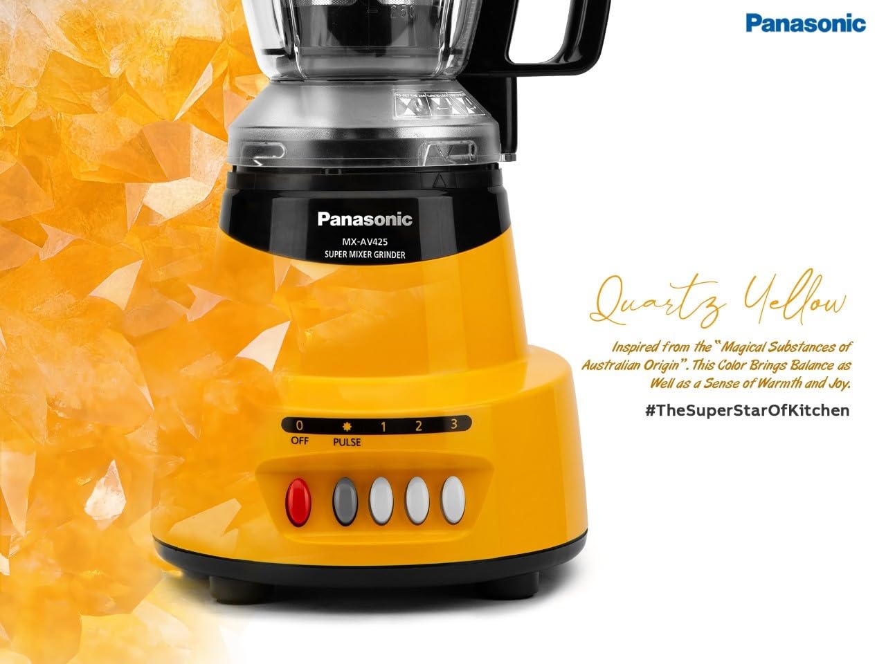 Panasonic MX-AV 425 Mixer Grinder 600 Watts 4 Jars - Quartz Yellow