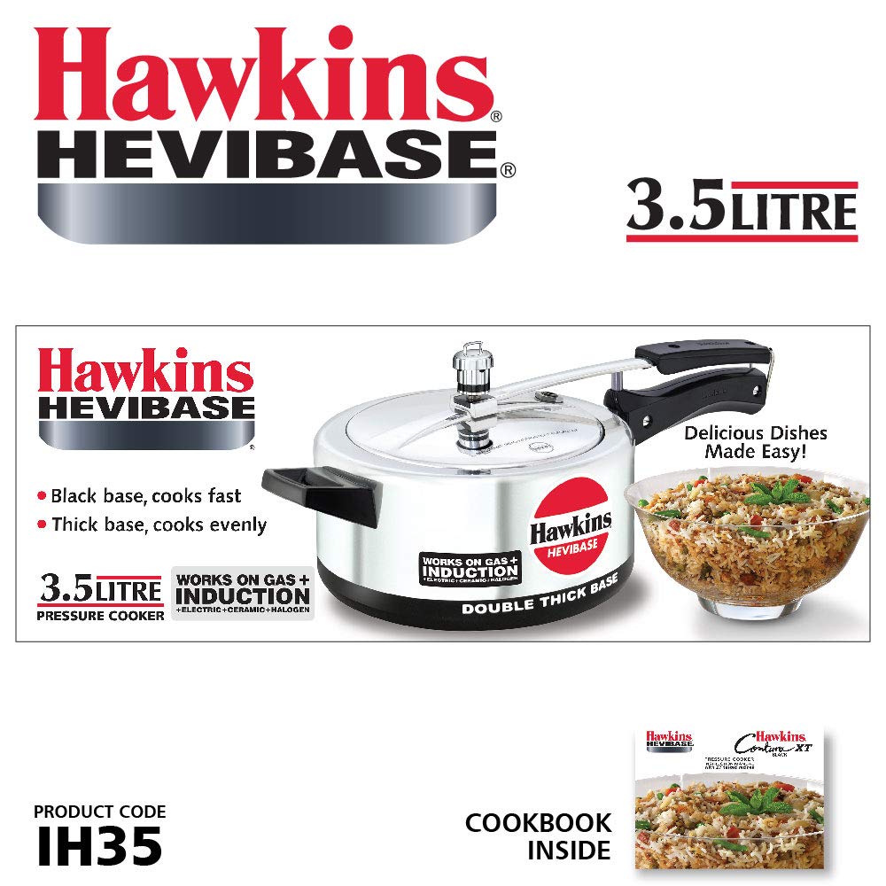 Hawkins Hevibase 3.5 Litres Induction Base Aluminium Inner Lid Pressure Cooker - IH35