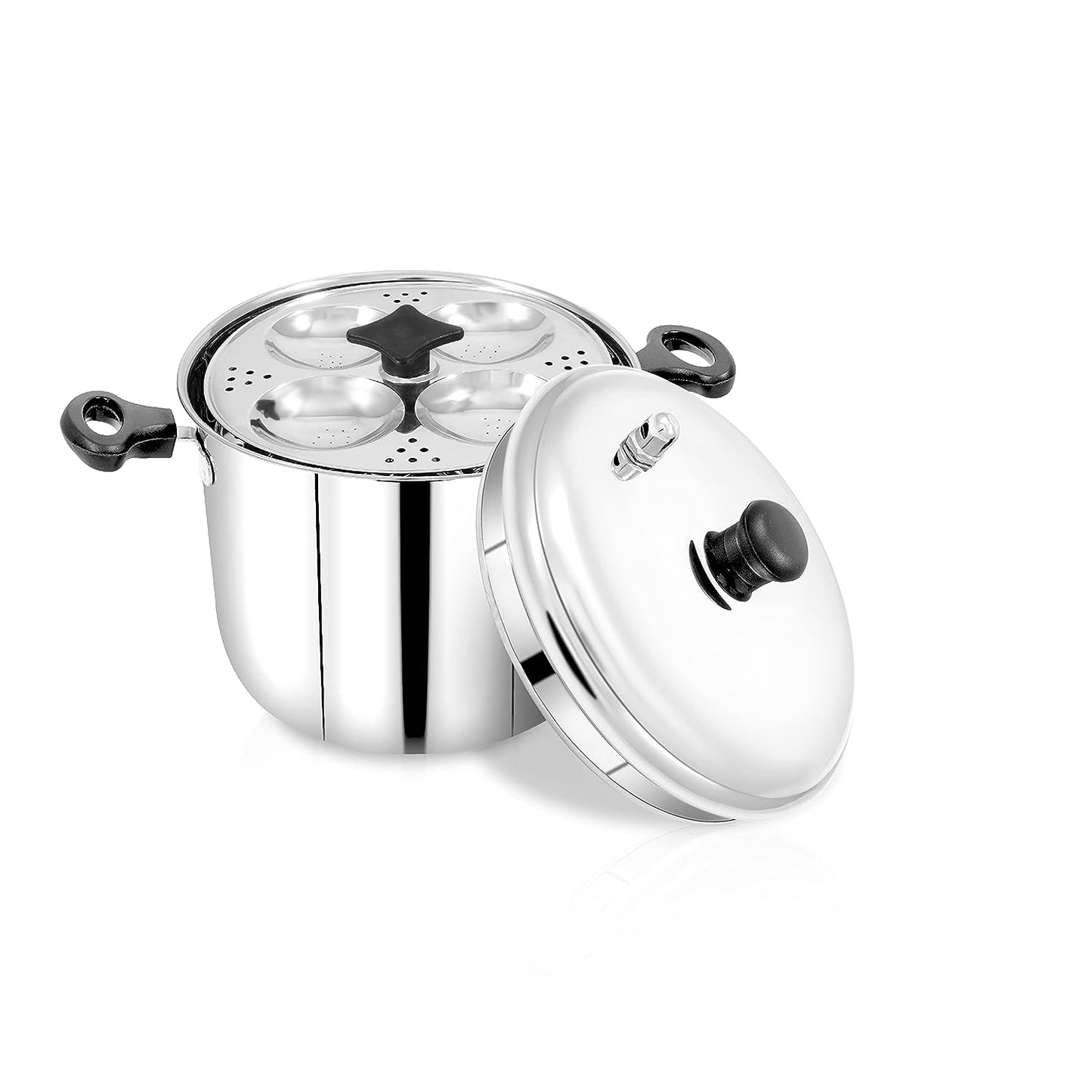 Pigeon Desire Stainless Steel Idly Cooker Pot | Idli Pot compatible with Induction and Gas Stove 4 Plates | 16 idlis - 50092
