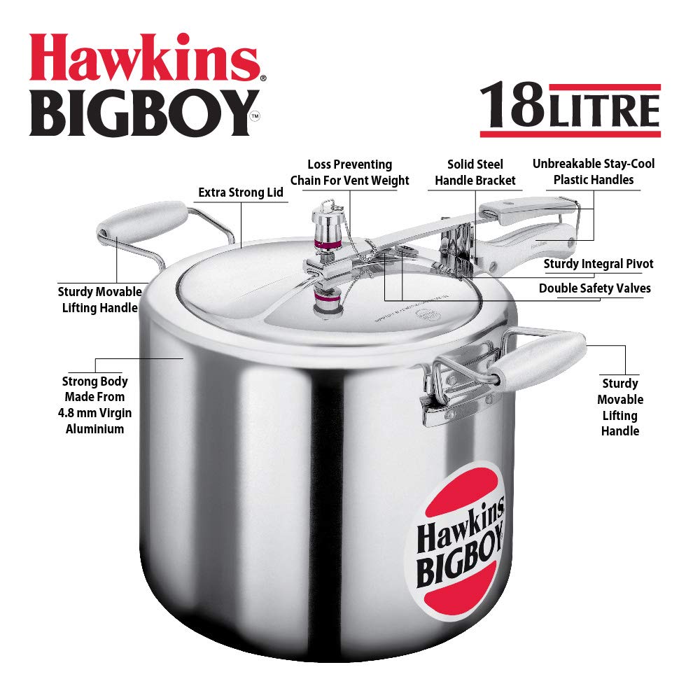 Hawkins Big Boy Aluminium Inner Lid Pressure Cooker 18 Litres - BB18