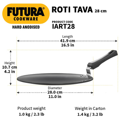 Hawkins Futura Hard Anodised Induction Base Roti Tawa 28 cm, 4.88 mm - IART28