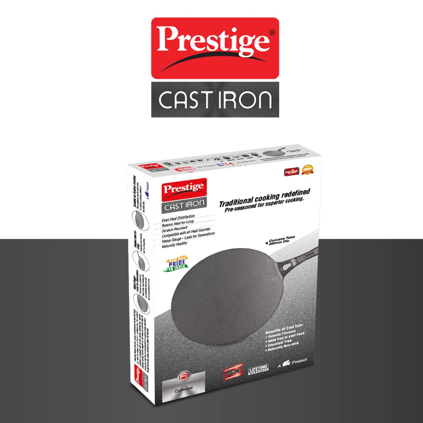 Pigeon Cast Iron Concave Tawa 250mm - 14725
