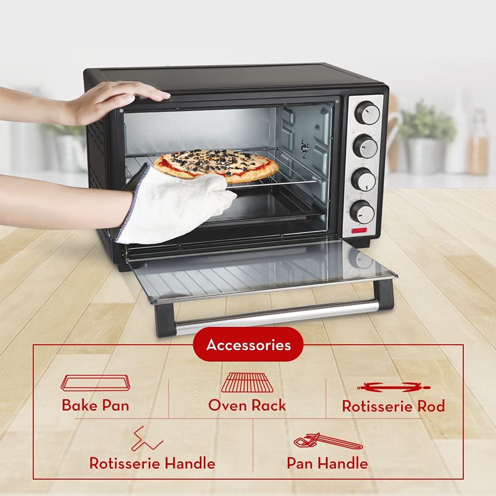 Pigeon Oven Toaster Grill 30 Liters OTG with Rotisserie, Oven Toaster and Grill for Grilling and Baking Cakes - 12624