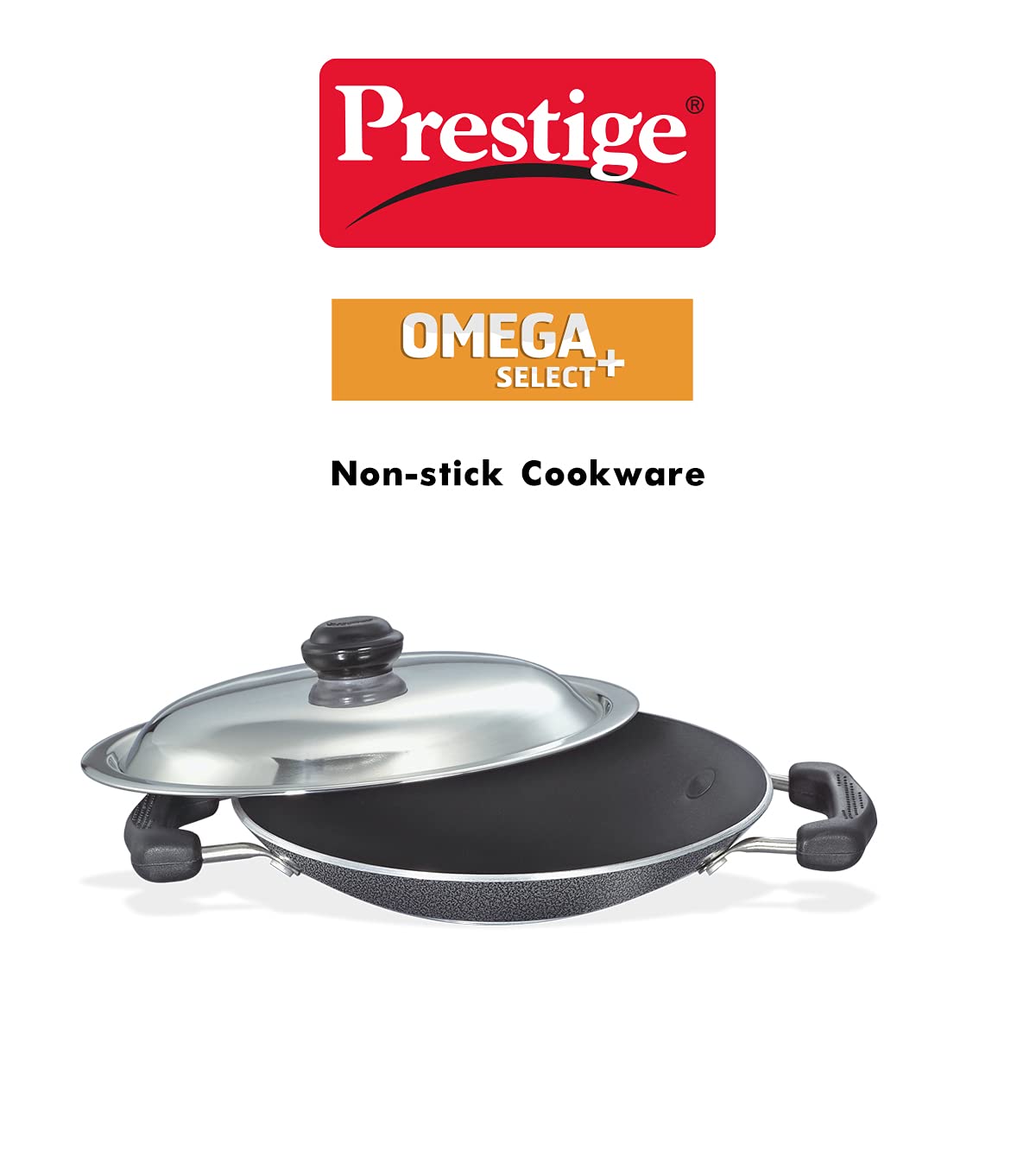 Prestige Omega Select Plus Aluminium Residue Free Non-Stick Deep Appachetty with Lid, 20cms - 30739