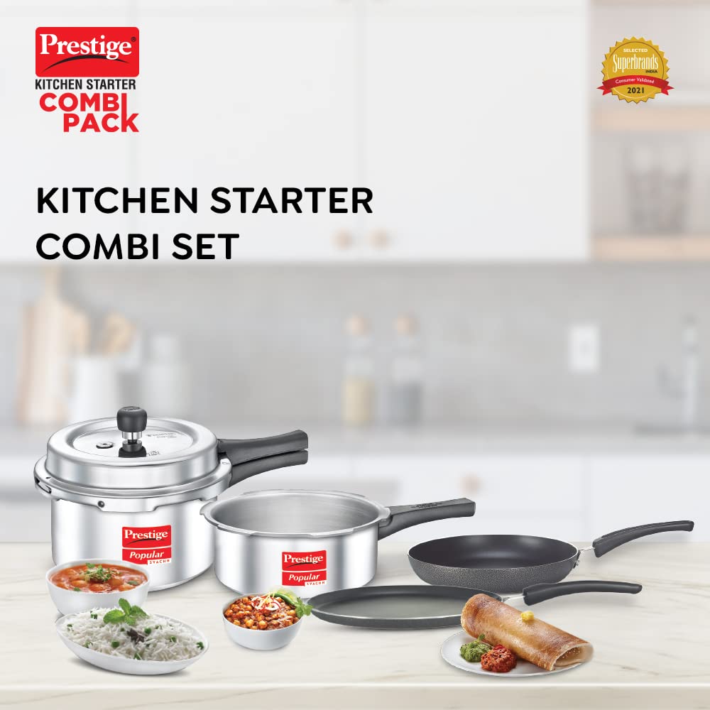 Prestige Kitchen Starter Pack (Popular Svachh 5 LTR + 3 LTR Body + Fry Pan 200mm + Tawa 275mm)