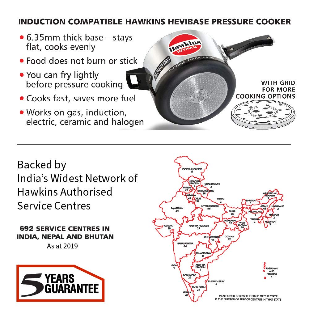 Hawkins Hevibase 5 Litres Induction Base Aluminium Inner Lid Pressure Cooker - IH50