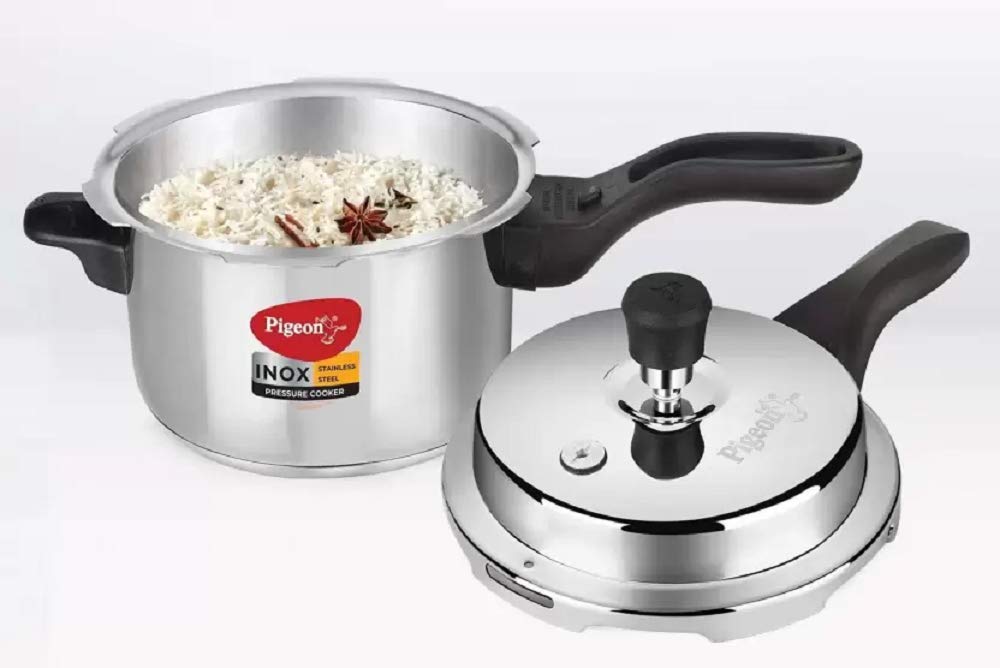 Pigeon Inox Sigma 3 Litres Stainless Steel Pressure Cooker | Induction Bottom | Outer Lid