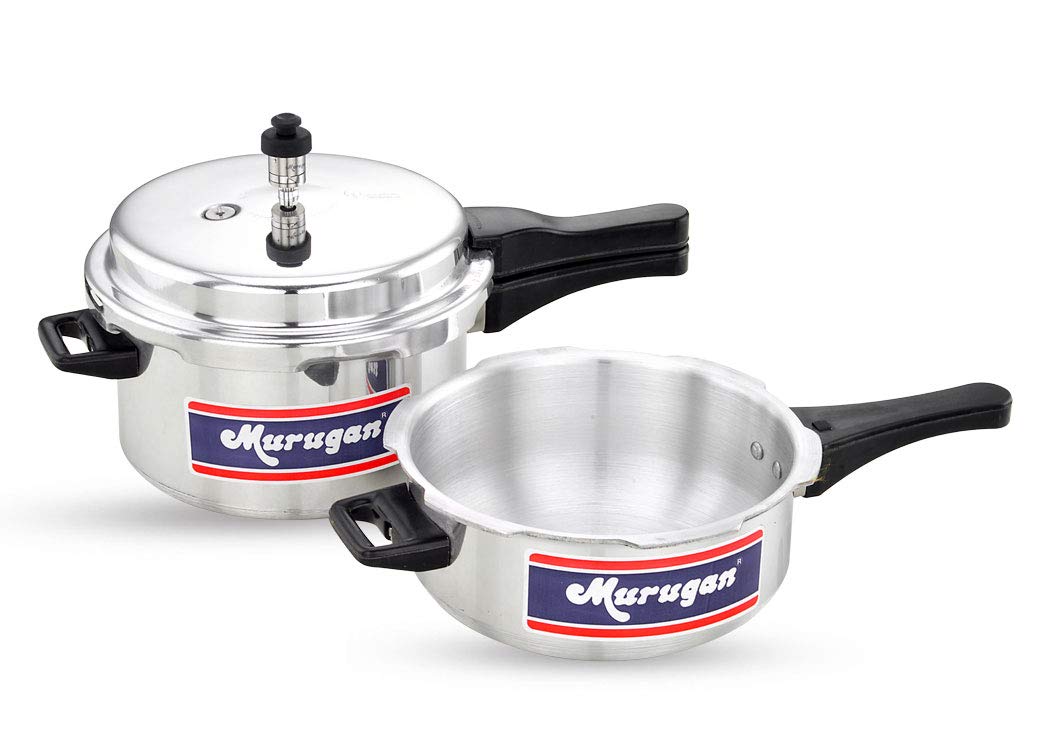 Murugan Aluminium Induction Pressure Cooker 5 Litres & Small Pressure Pan 4 Litres With Single Lid Combo