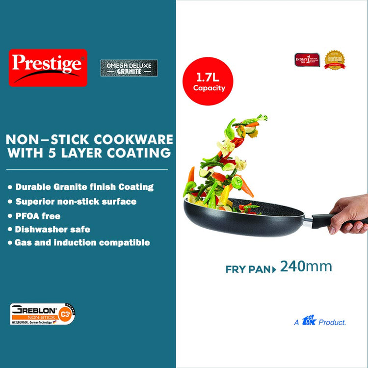 Prestige Omega Deluxe Granite Nonstick Fry Pan 260 mm with Lid - 36308