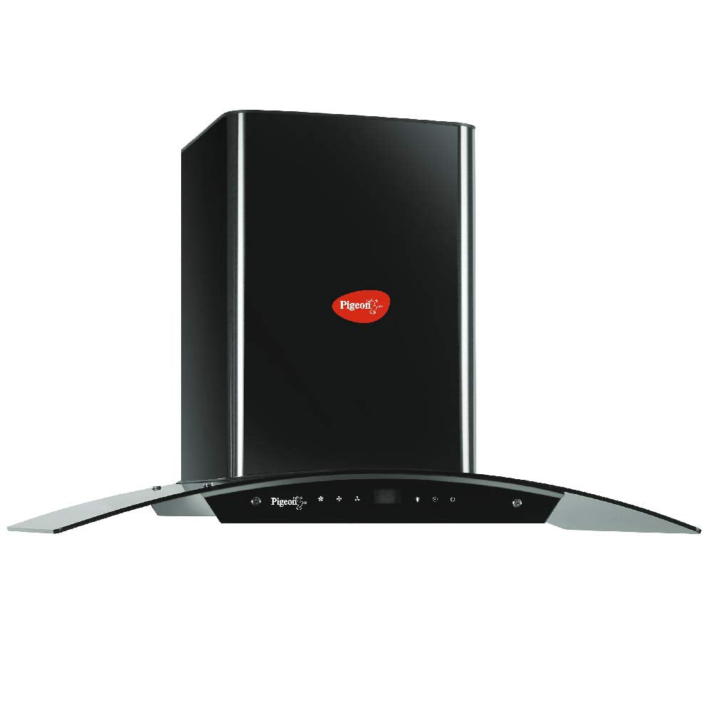 Pigeon Black Pearl Advanced 90 cm with Airflow 1500 m3h Baffle Filter Auto Clean Chimney (Feather Touch Controls, Black) - 14122