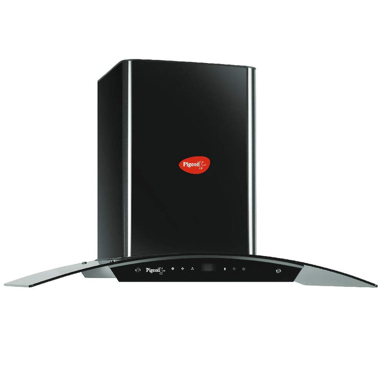 Pigeon Black Pearl Advanced 90 cm with Airflow 1500 m3h Baffle Filter Auto Clean Chimney (Feather Touch Controls, Black) - 14122