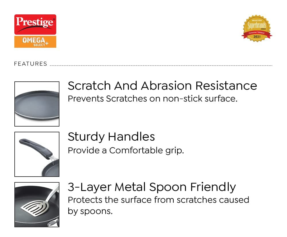 Prestige Omega Select plus Aluminium Non-Stick Omni Tawa, 300 cms - 30711