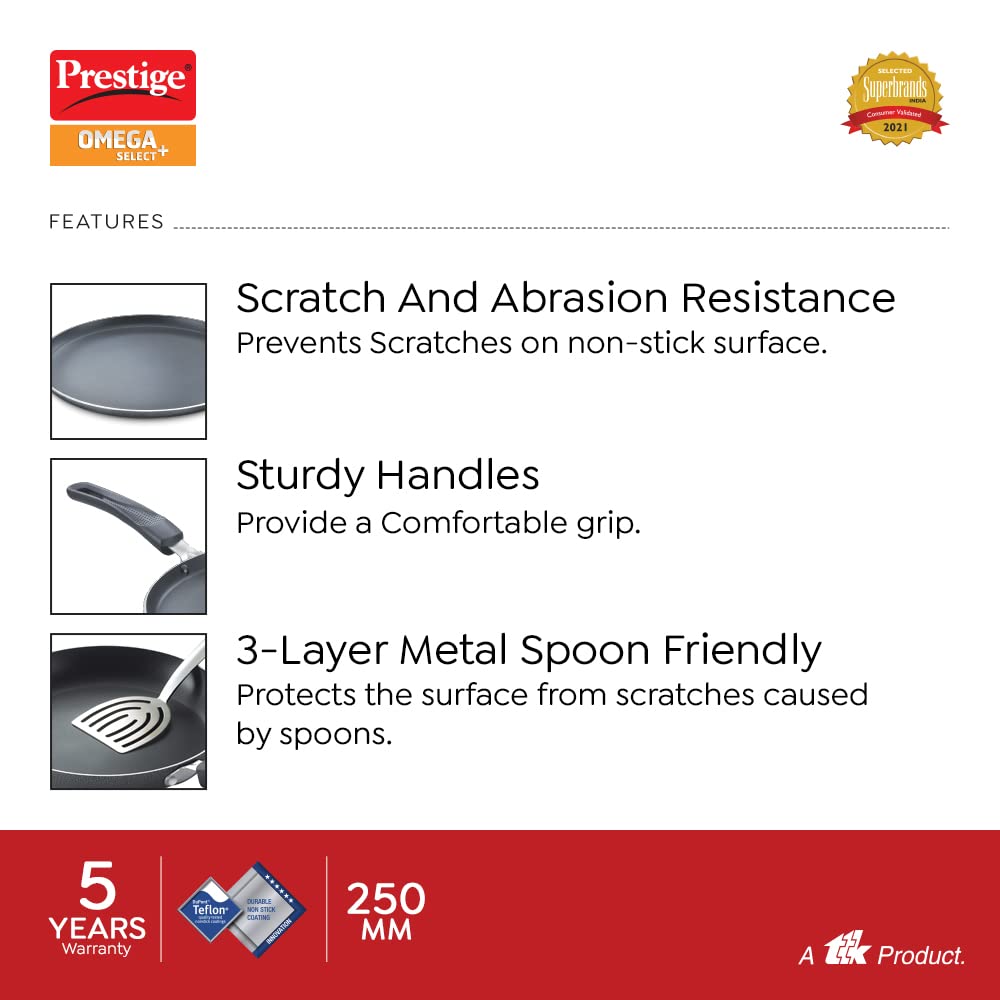 Prestige Omega Select plus Aluminium Non-Stick Omni Tawa, 250 cms - 30709