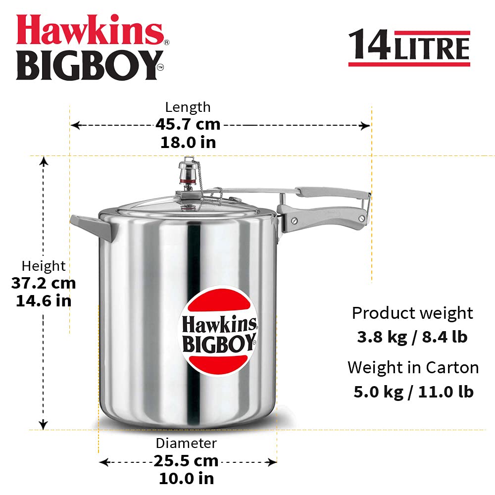 Hawkins Big Boy Aluminium Inner Lid Pressure Cooker 14 Litres - BB14