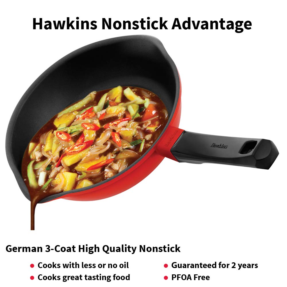 Hawkins Die-Cast Nonstick Induction Base Frying Pan With Glass Lid - IDCF 22G