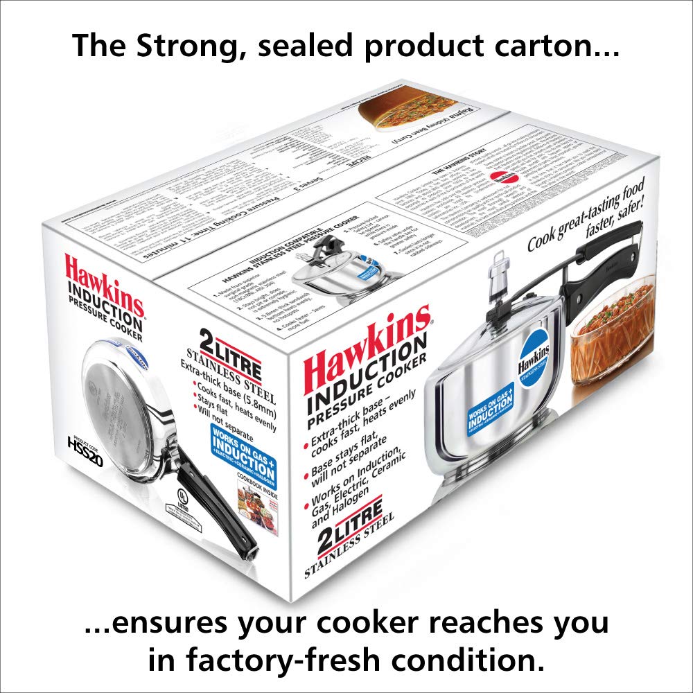 Hawkins Stainless Steel Induction Compatible Inner Lid Pressure Cooker, 2 Litres - HSS20
