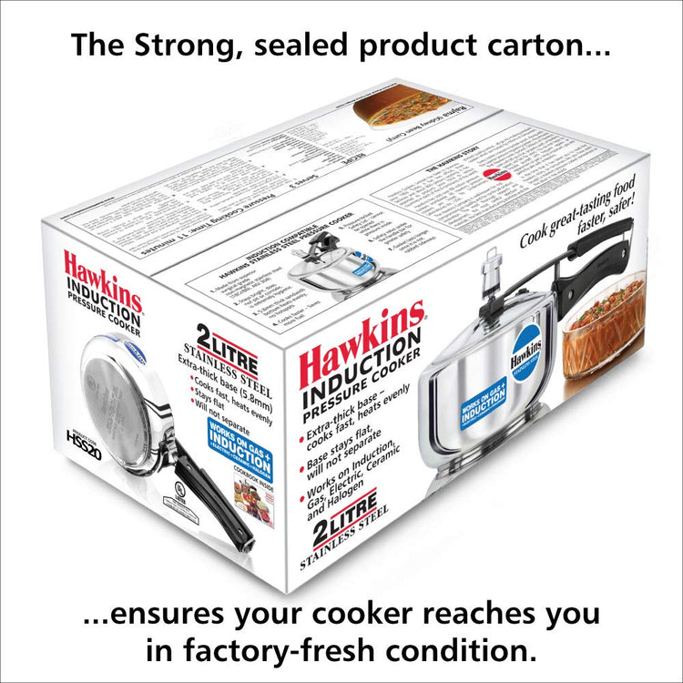Hawkins Stainless Steel Induction Compatible Inner Lid Pressure Cooker, 2 Litres - HSS20