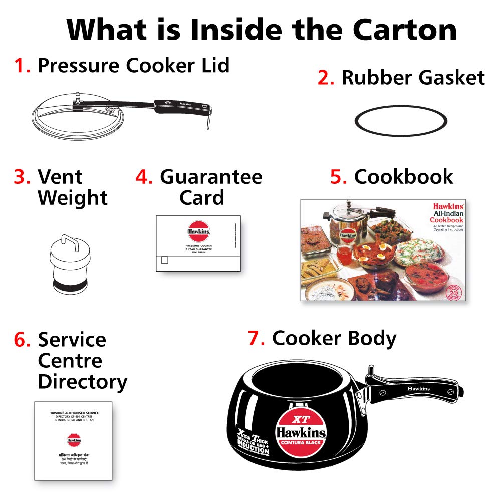 Hawkins Contura Black XT Hard Anodized Inner Lid Pressure Cooker, 3 Liters - CXT30