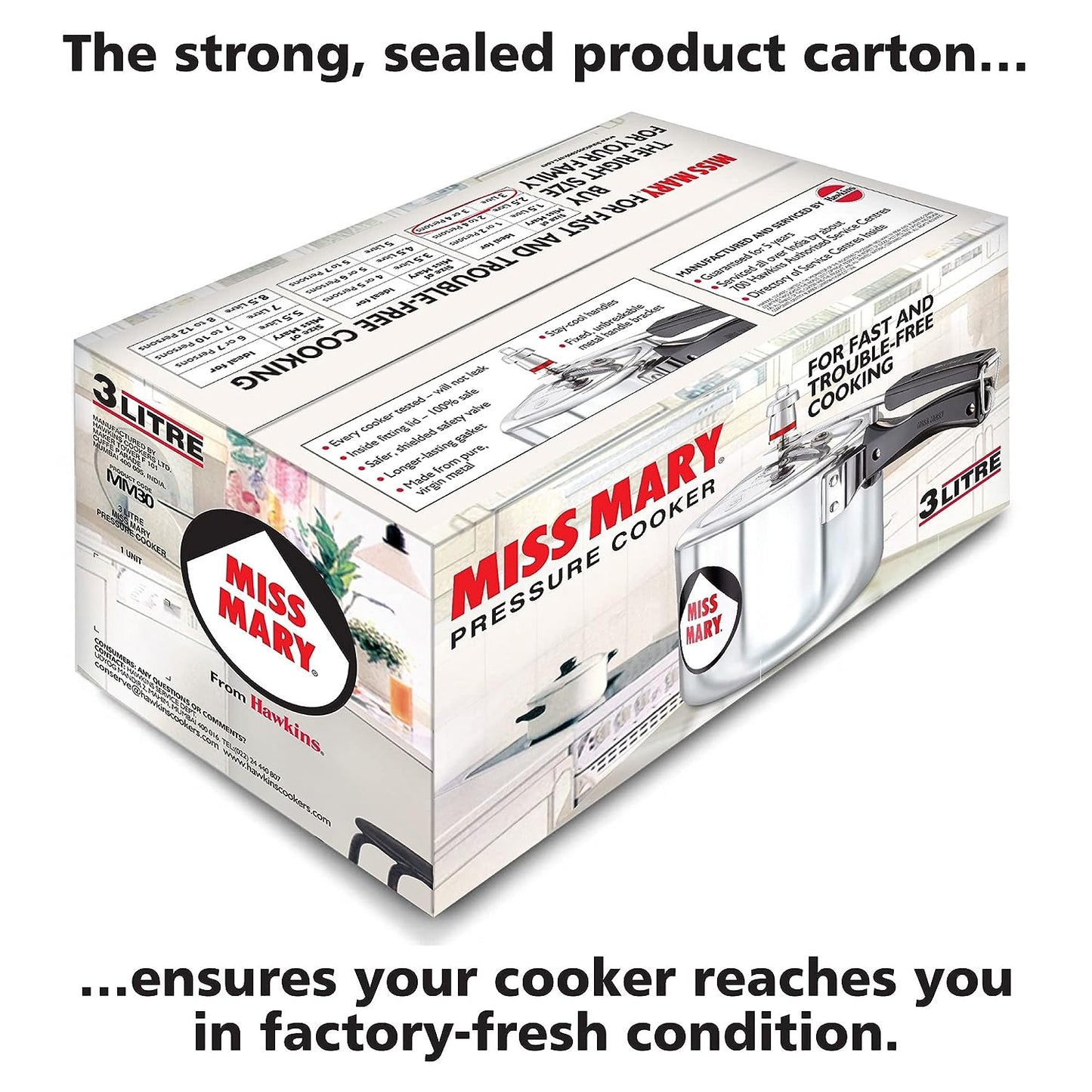 Hawkins Miss Mary Aluminium Inner Lid Pressure Cooker 3 Litres - MM30