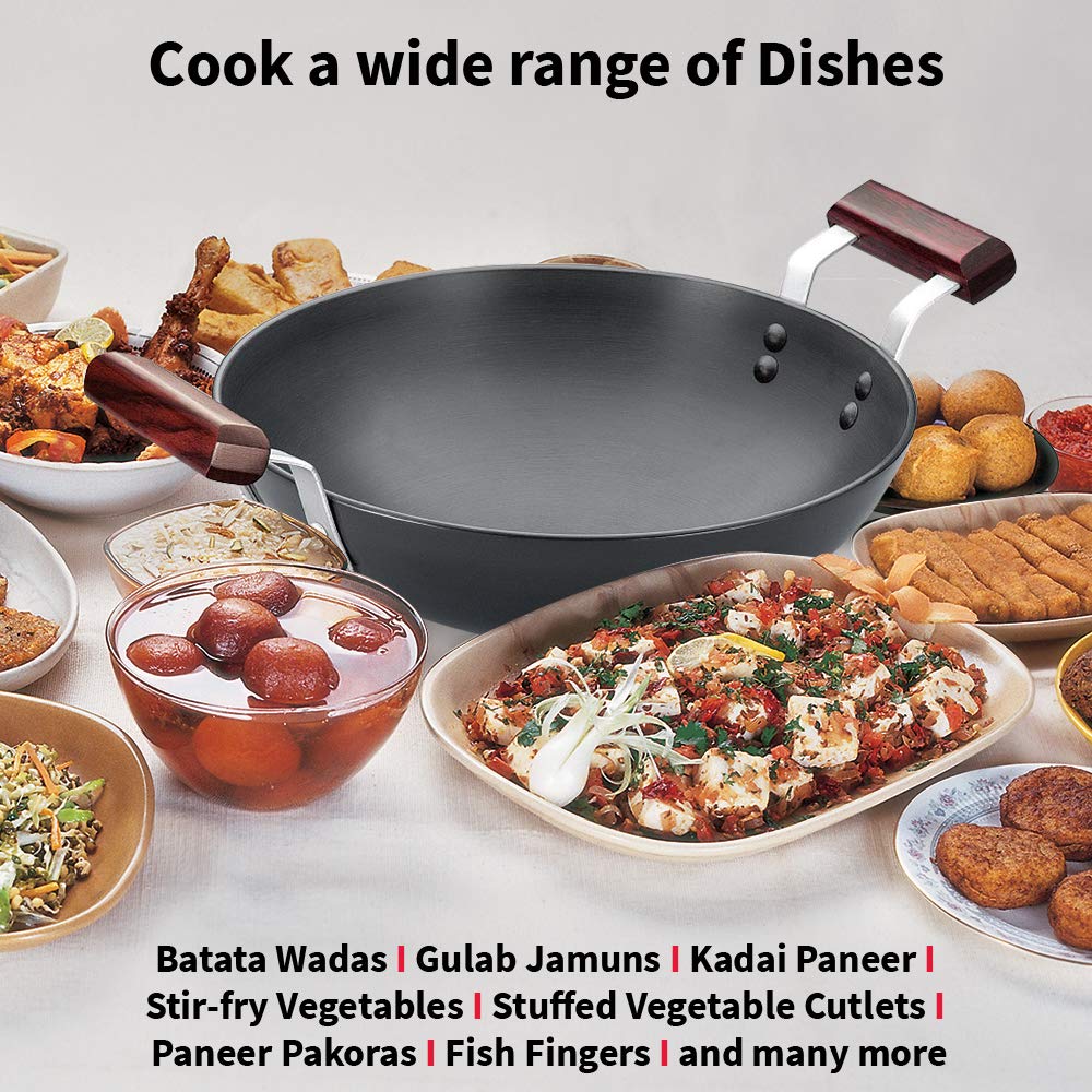 Hawkins Futura Hard Anodised Round Bottom Deep Fry Pan 4 Litres | 30 cms, 4.06mm - AK 40