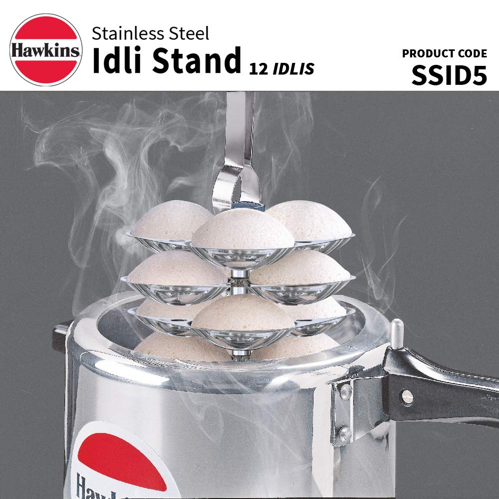 Hawkins Stainless Steel Idli Stand - 12 Idlis, (For 5 Litre and bigger Pressure Cooker) - SSID5