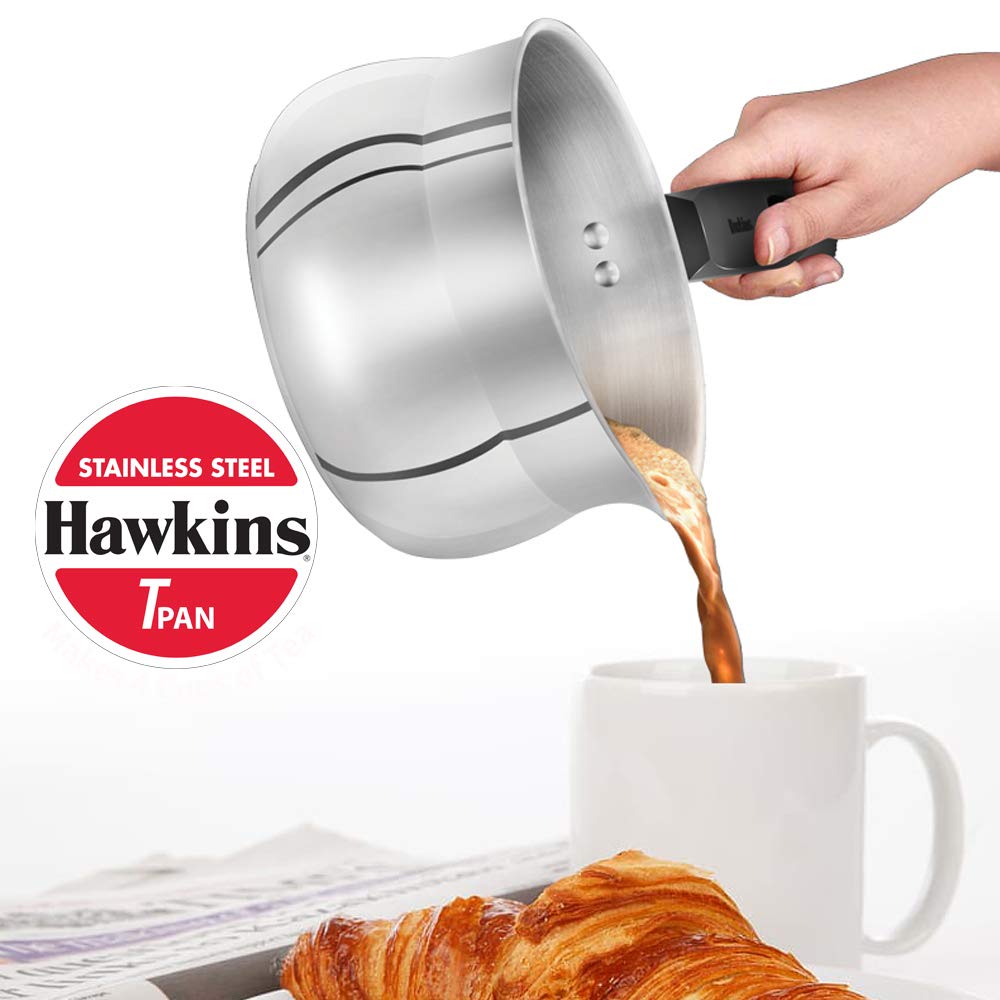 Hawkins 1.5 Litres Tpan, Stainless Steel Tea Pan, Induction Base Sauce Pan, Chai Pan, Small Pan - SST15