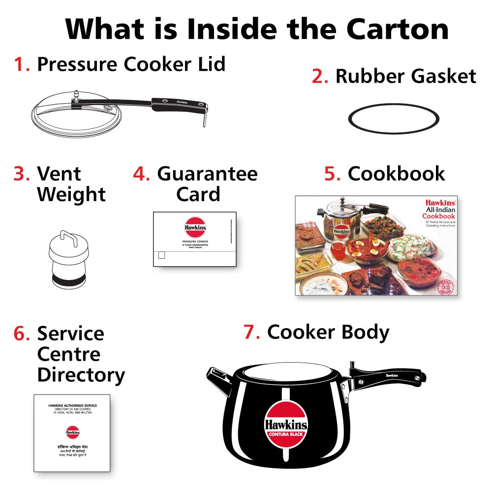 Hawkins Contura Hard Anodized Pressure Cooker, 4 Liters, Black - CB40
